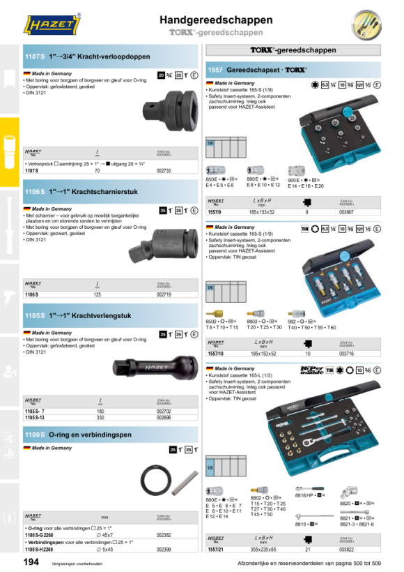 HAZET TORX® gereedschapsset - aantal gereedschappen: 58 1557/58