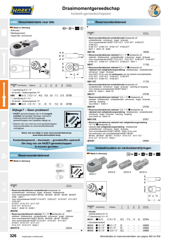 HAZET Reserveonderdelenset voor versnellingspook 6401-1/6