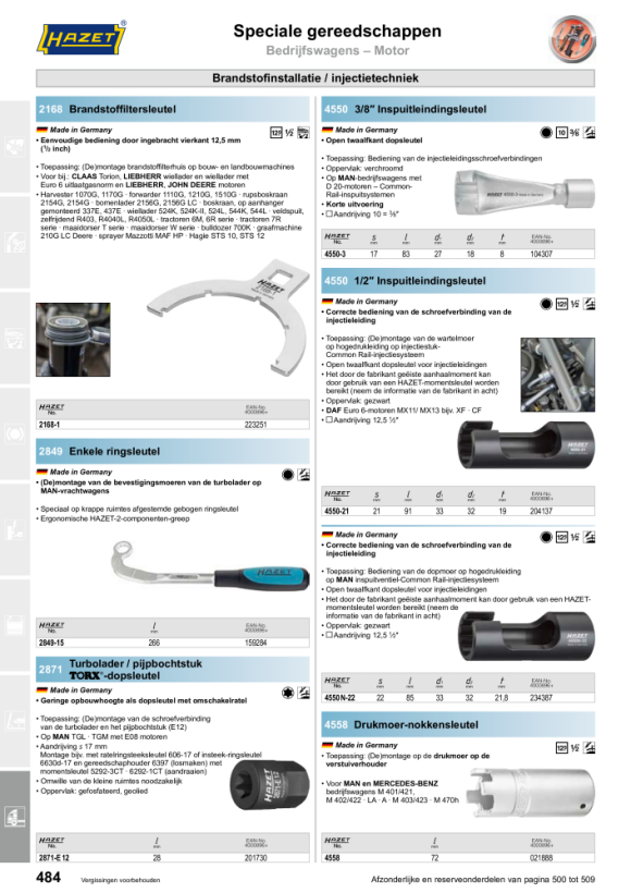 HAZET Injectieleidingsleutel - vierkant 10 mm (3/8 inch) - extern dubbel zeskantprofiel - 17 mm 4550-3