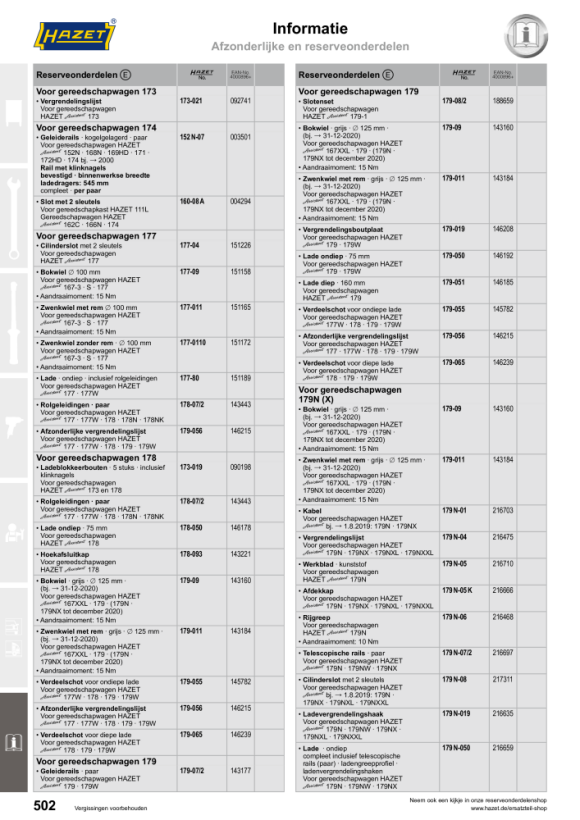 HAZET Werkplaatswagen - laden, vlak: 7 x 81 x 696 x 398 mm - laden, hoog: 1 x 166 x 696 x 398 mm 179NXL-8 (T-343633)