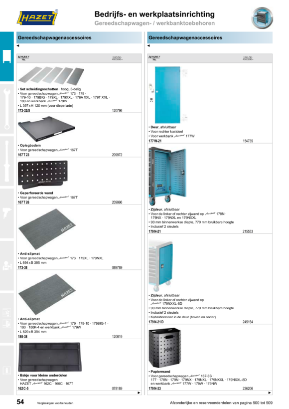 HAZET Verrijdbare werkbank - platte laden: 4x 80x527x348 mm - hoge laden: 2x 165x527x348 mm 177W-6