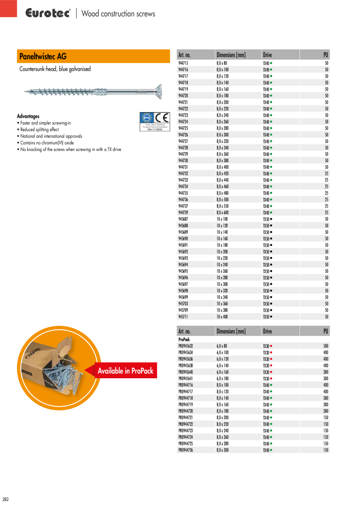 Eurotec catalogue fastening technology NEJ.: 2439 - Sida 282