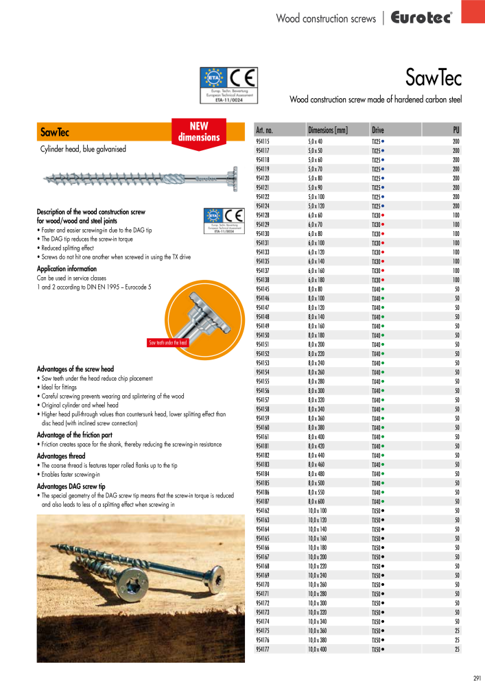 Eurotec catalogue fastening technology NR.: 2439 - Strona 291