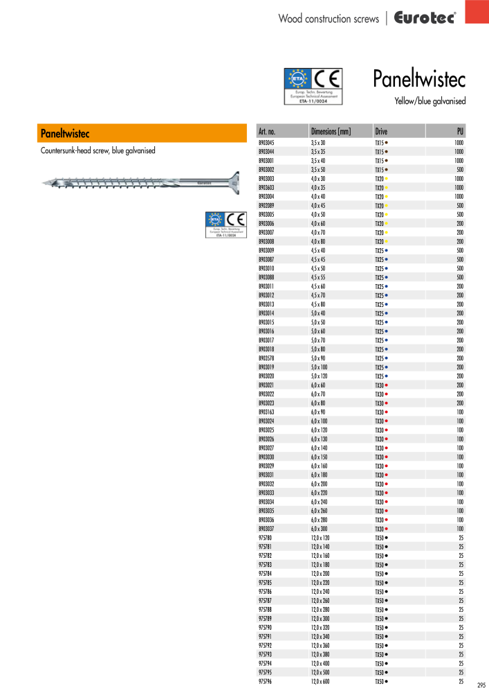 Eurotec catalogue fastening technology NR.: 2439 - Strona 295