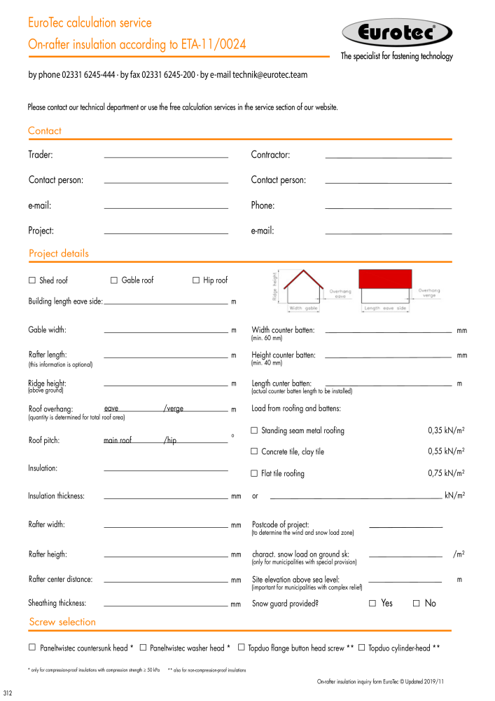 Eurotec catalogue fastening technology Nb. : 2439 - Page 312