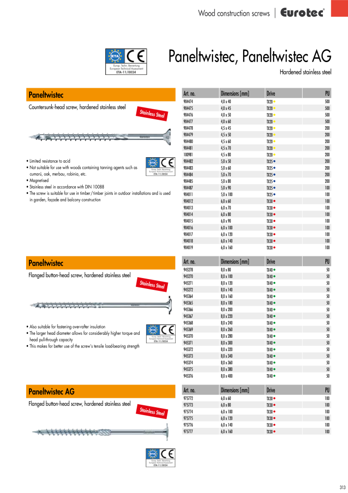 Eurotec catalogue fastening technology NO.: 2439 - Page 313