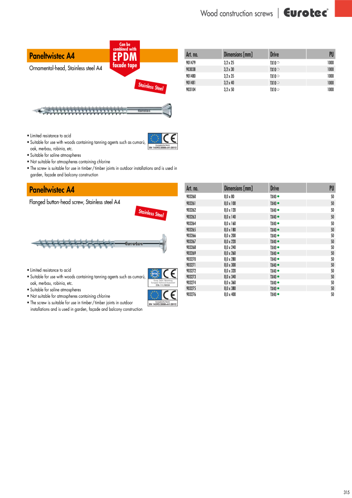 Eurotec catalogue fastening technology Nº: 2439 - Página 315