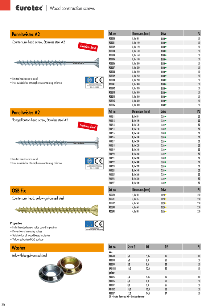 Eurotec catalogue fastening technology n.: 2439 - Pagina 316