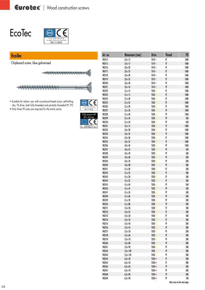 Eurotec catalogue fastening technology NO.: 2439 - Page 318