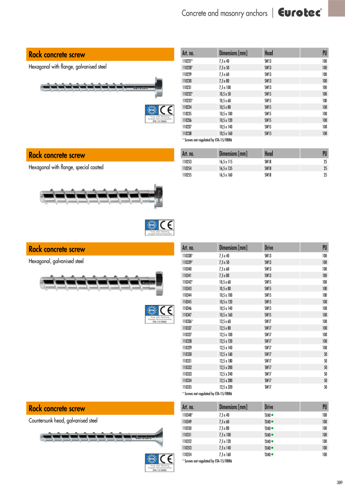 Eurotec catalogue fastening technology NR.: 2439 - Strona 389