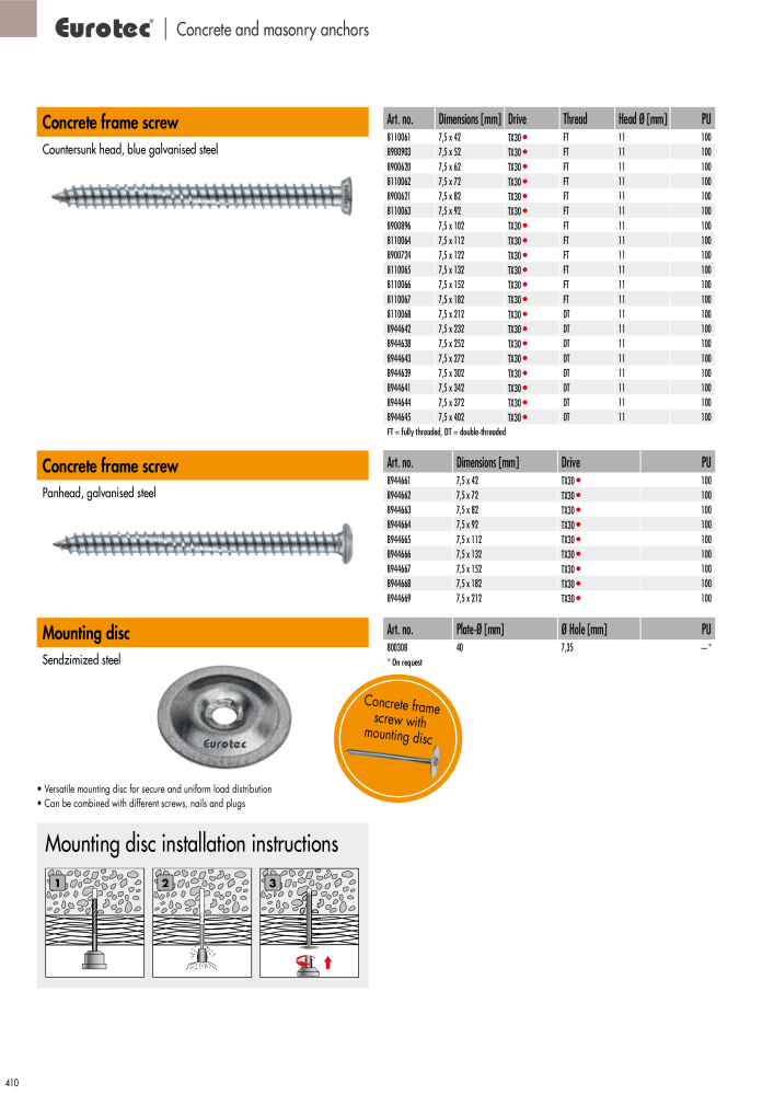 Eurotec catalogue fastening technology Nb. : 2439 - Page 410