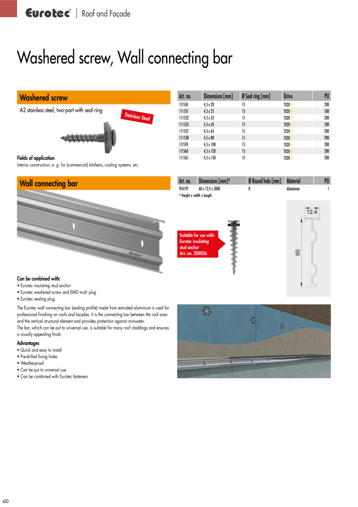 Eurotec catalogue fastening technology Nb. : 2439 - Page 420