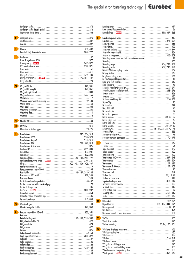 Eurotec catalogue fastening technology Nb. : 2439 - Page 441