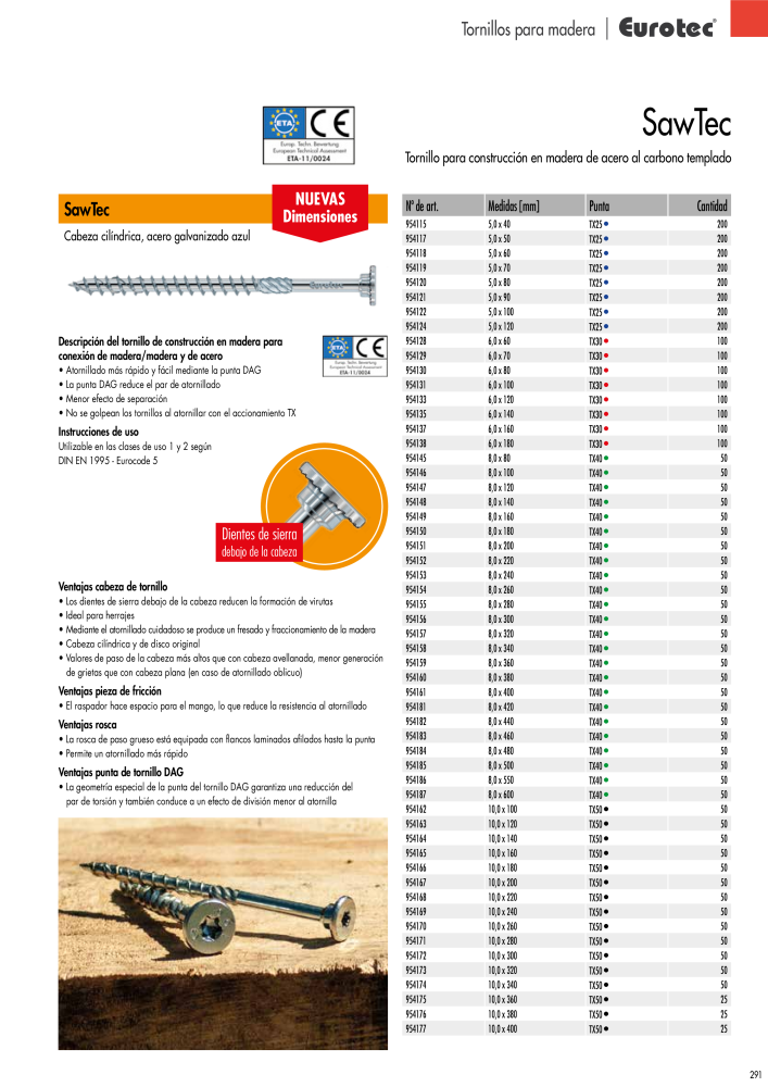 Eurotec Catálogo de la técnica de fijación Nº: 2440 - Página 291