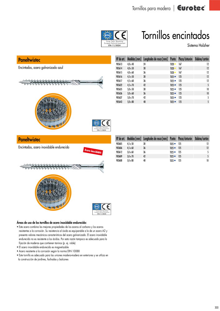 Eurotec Catálogo de la técnica de fijación Nº: 2440 - Página 305