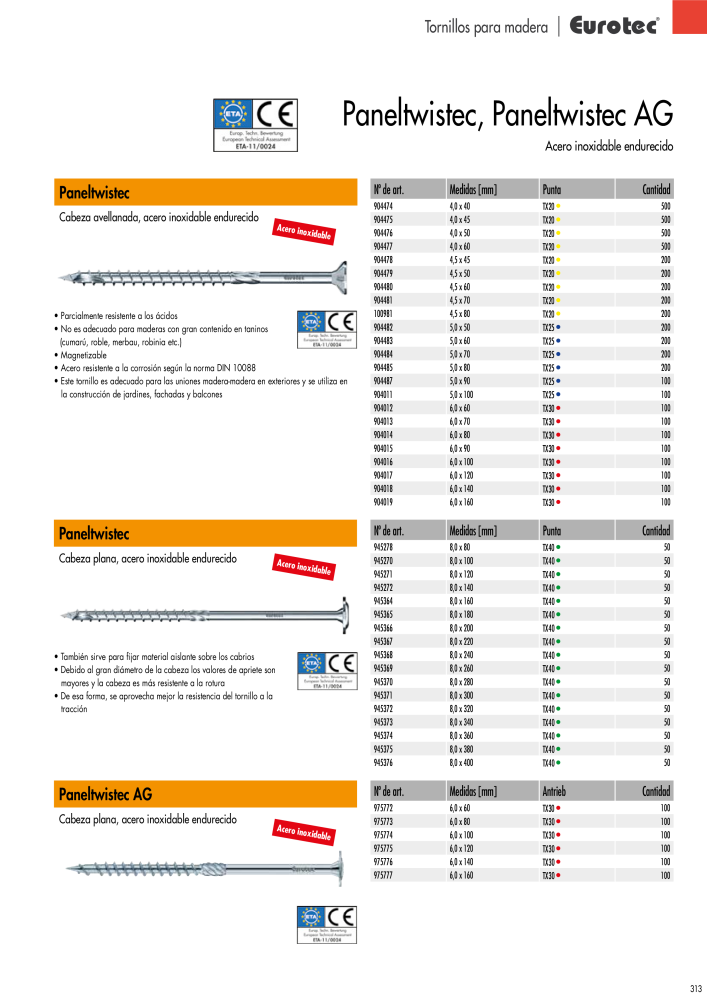 Eurotec Catálogo de la técnica de fijación n.: 2440 - Pagina 313
