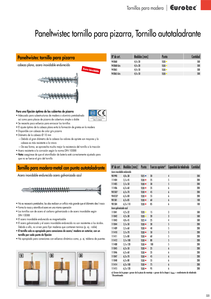 Eurotec Catálogo de la técnica de fijación NO.: 2440 - Page 325