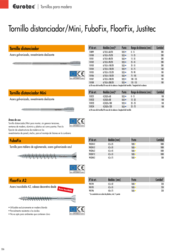 Eurotec Catálogo de la técnica de fijación Nº: 2440 - Página 326