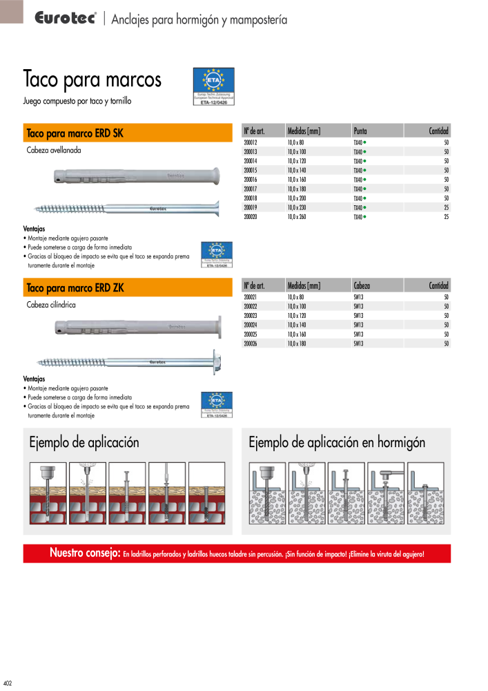 Eurotec Catálogo de la técnica de fijación Nb. : 2440 - Page 402