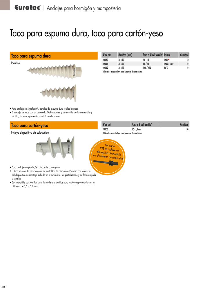 Eurotec Catálogo de la técnica de fijación NR.: 2440 - Strona 404