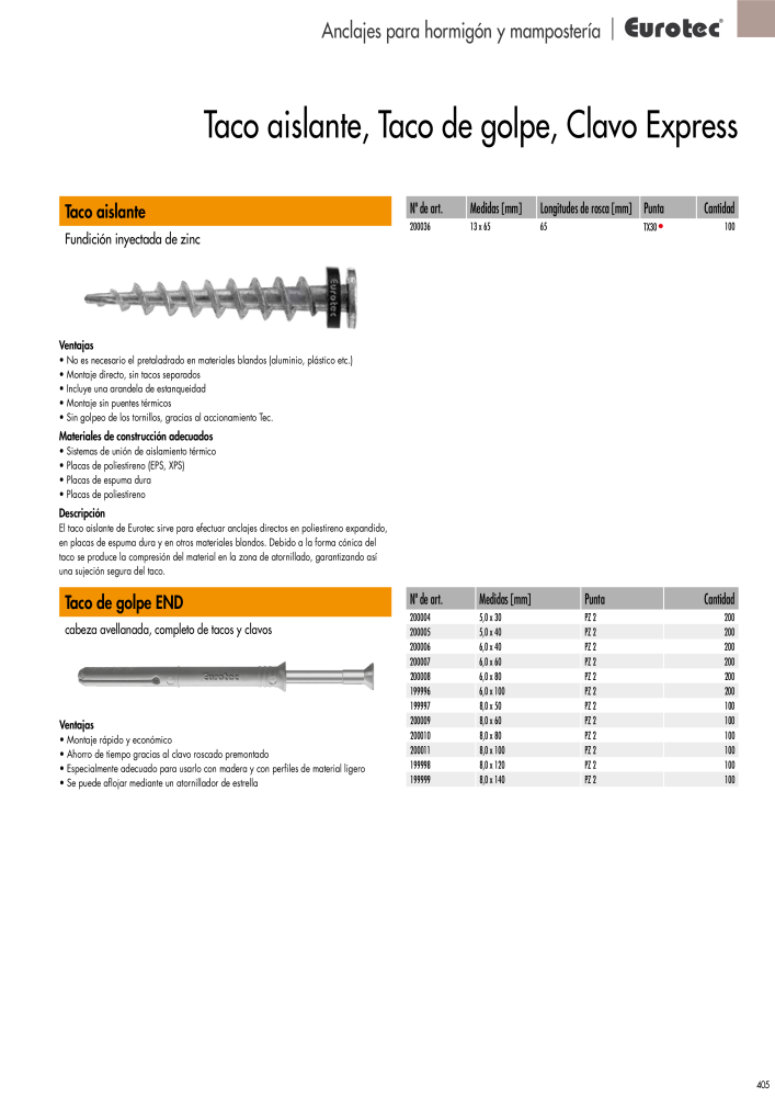 Eurotec Catálogo de la técnica de fijación NR.: 2440 - Seite 405