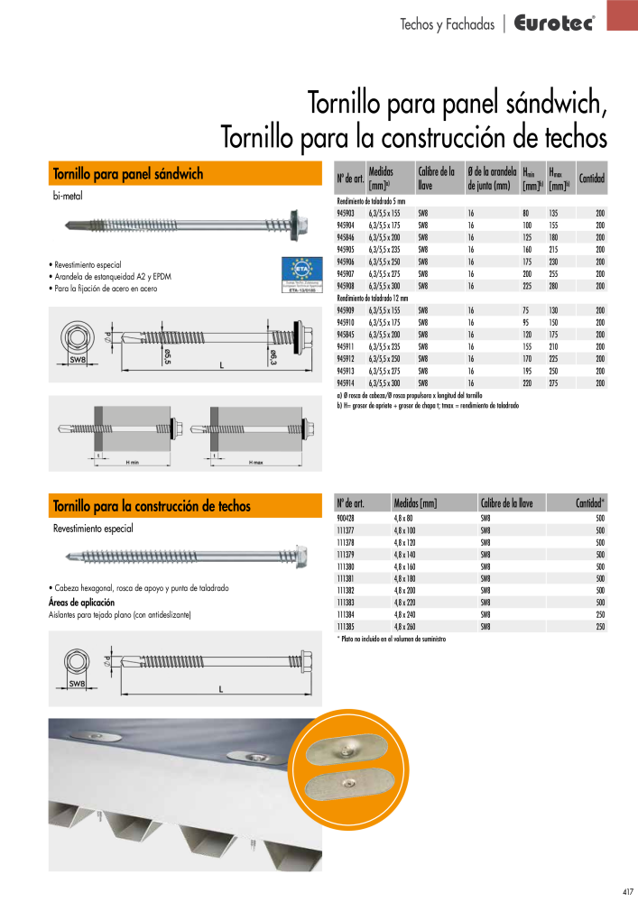 Eurotec Catálogo de la técnica de fijación Nº: 2440 - Página 417