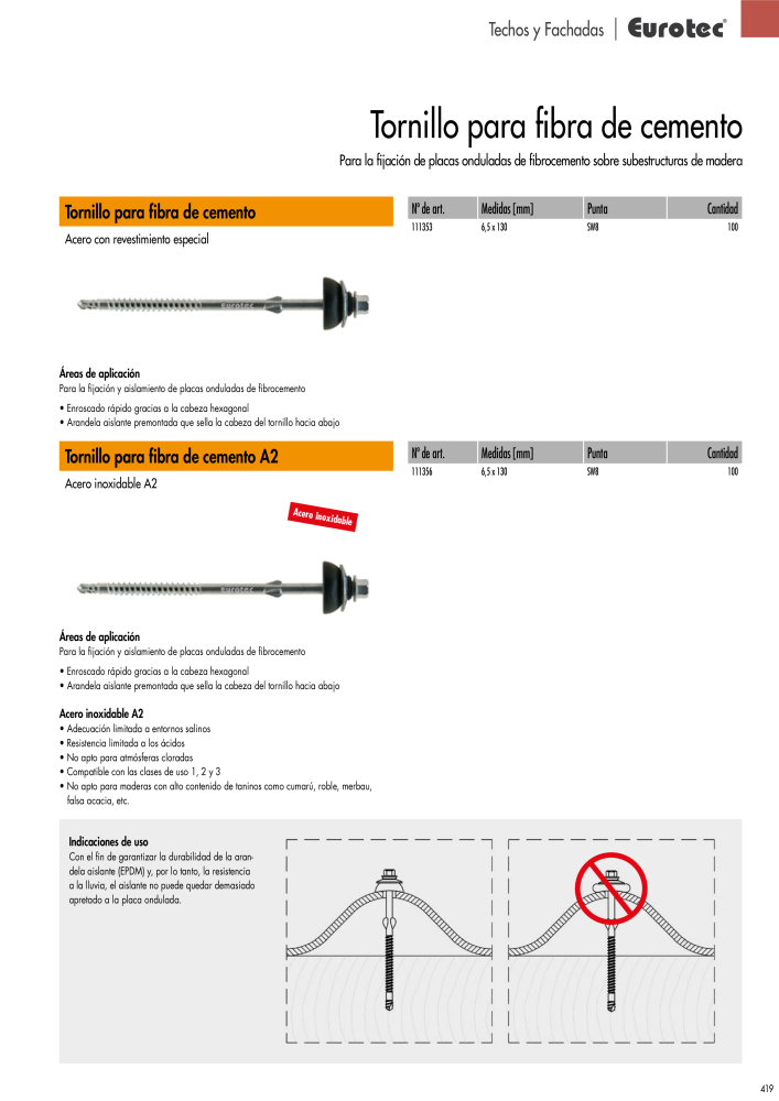 Eurotec Catálogo de la técnica de fijación Nº: 2440 - Página 419