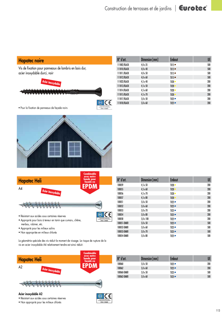 Eurotec catalogue technique de fixation Nb. : 2441 - Page 113