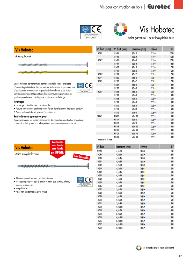 Eurotec catalogue technique de fixation Nb. : 2441 - Page 317