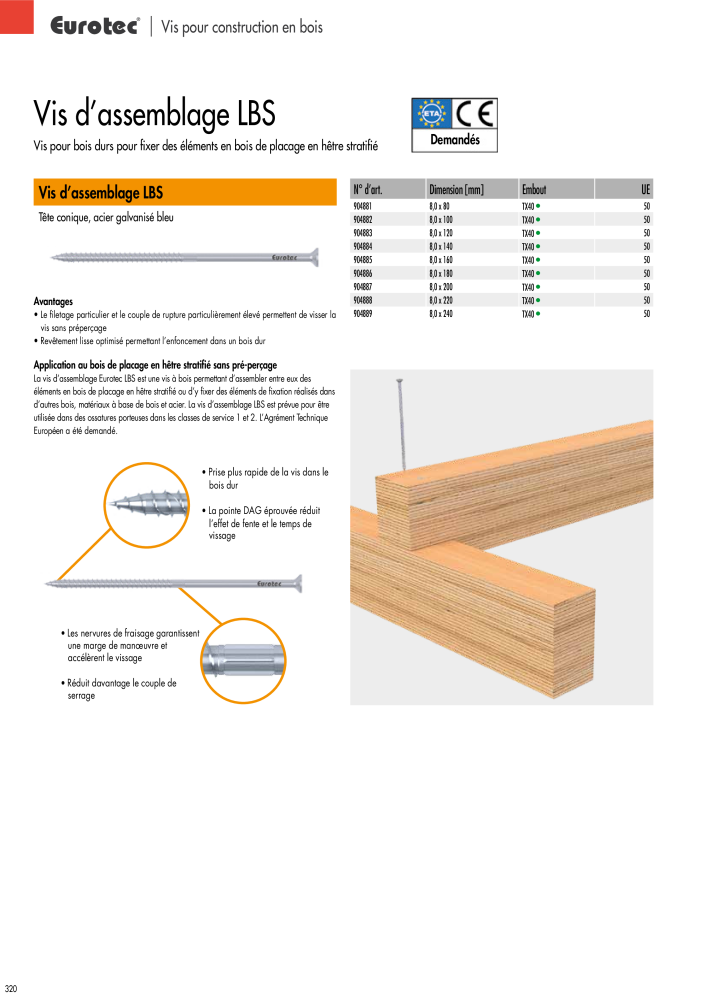 Eurotec catalogue technique de fixation NR.: 2441 - Seite 320