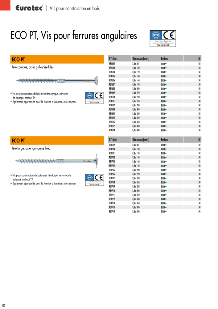 Eurotec catalogue technique de fixation NO.: 2441 - Page 322