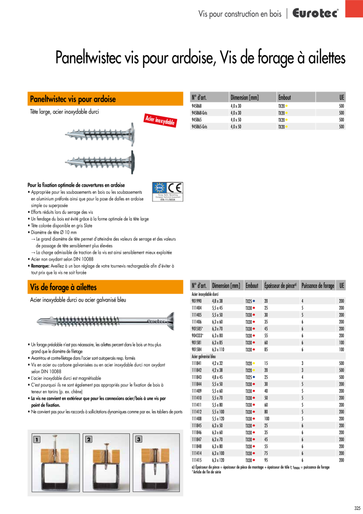 Eurotec catalogue technique de fixation Nb. : 2441 - Page 325