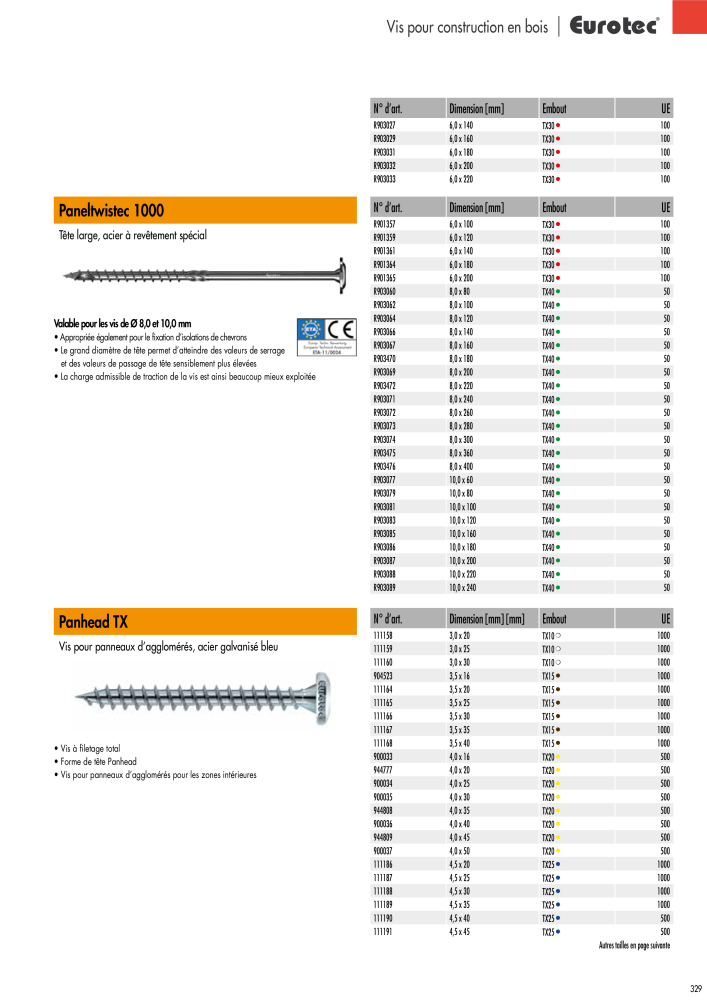 Eurotec catalogue technique de fixation NR.: 2441 - Seite 329