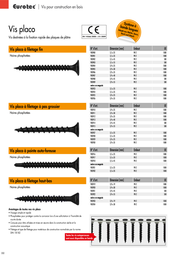 Eurotec catalogue technique de fixation Nb. : 2441 - Page 332