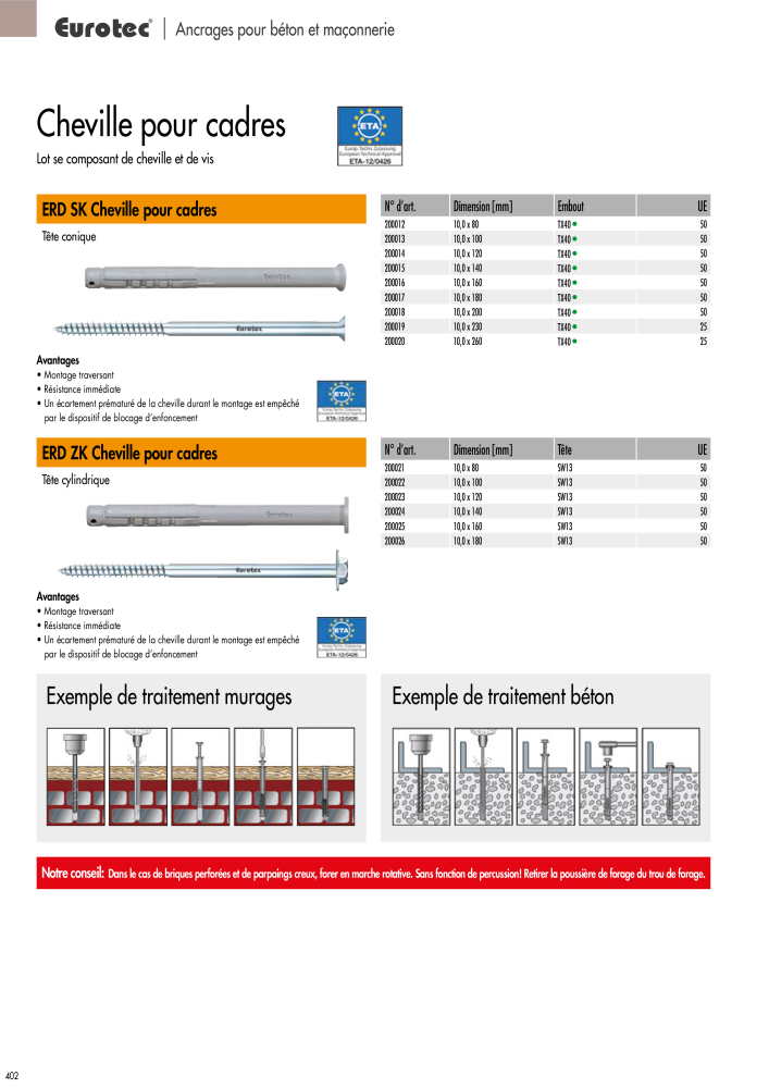 Eurotec catalogue technique de fixation NO.: 2441 - Page 402