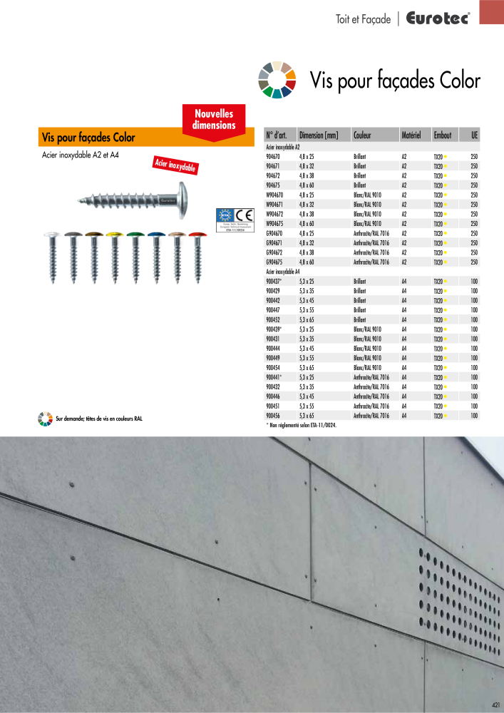 Eurotec catalogue technique de fixation Nb. : 2441 - Page 421