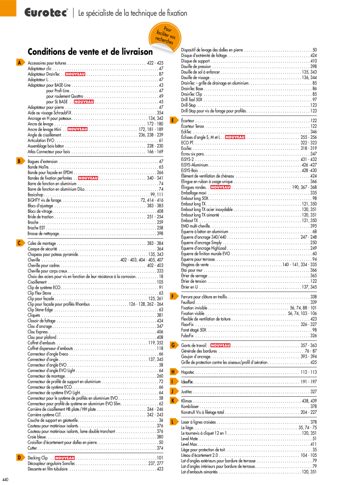 Eurotec catalogue technique de fixation Nb. : 2441 - Page 440