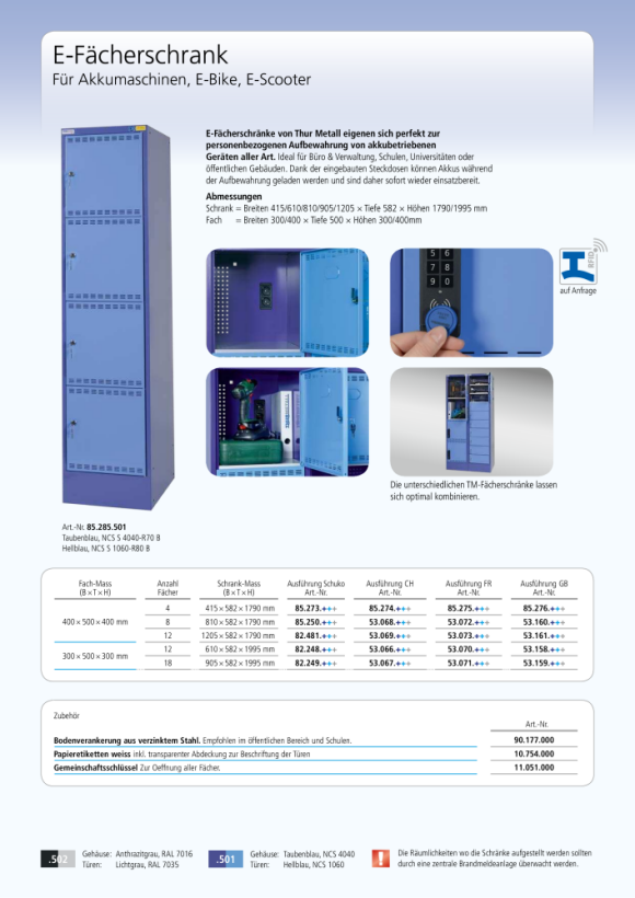 ThurMetall Batterij-/elektrische compartimentkast (BxDxH) 610x582x1995 mm 2x6 compartimenten type D lichtgrijs RAL 7035 82.248.020