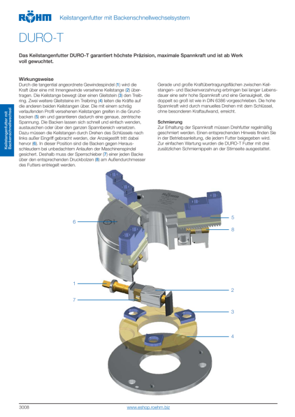 RÖHM DURO-T 500, 3-klauw, cilindrische centreerhouder, omkeerbare bek uit één stuk 437481