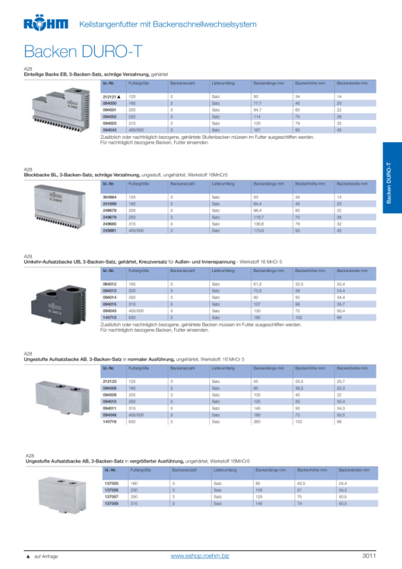 RÖHM DURO-T 200, KK 5, ISO 702-3, draadeind en kraagmoer, basis- en bovenkaak nee 437551