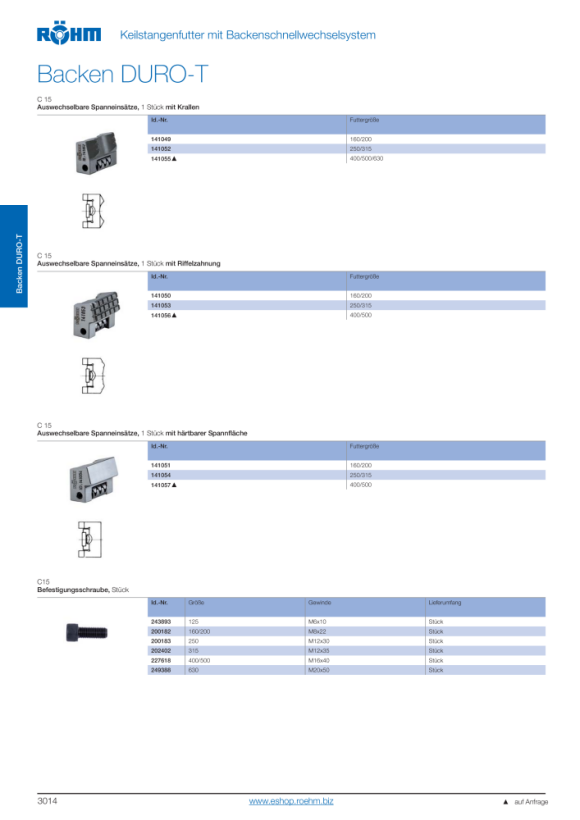 RÖHM Spanneinsatz DURO-250+315NC mit Krallen +DURO-250+315+400NCE 141052