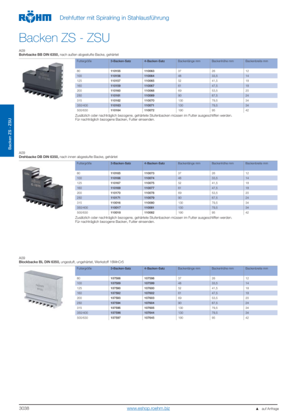 RÖHM Omkeerbare bovenbekken UB, maat 315, 4-klauwset, gehard 108058