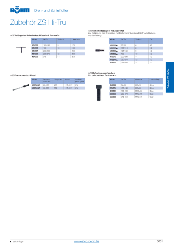 RÖHM uitgebreide beveiligingssleutel, voor maat 125/140, vierkant 9 154683