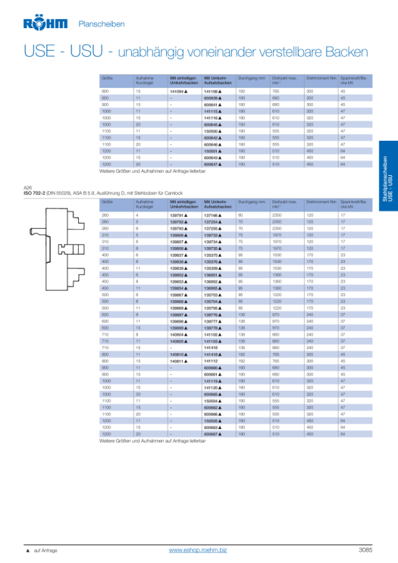 RÖHM USU 630, MK 15, ISO 702-2, omkeerbare bovenbekken, stalen behuizing 139778