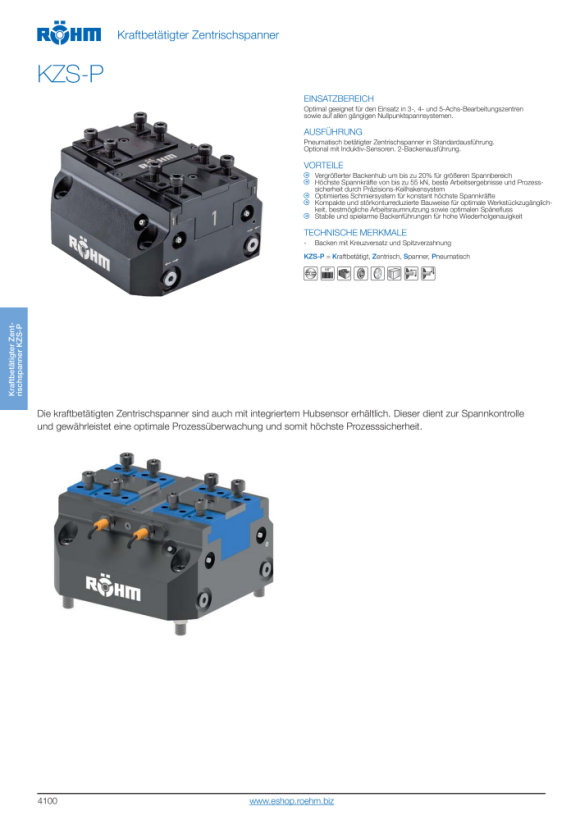 RÖHM Elektrisch bediende centrische klem KZS-, La200X200 4Xm12 Bh6 181494