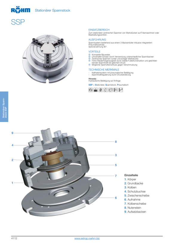 RÖHM Spannstock SSP-160/3 1/16 ZA55 OD KH24 BH4,2 161505