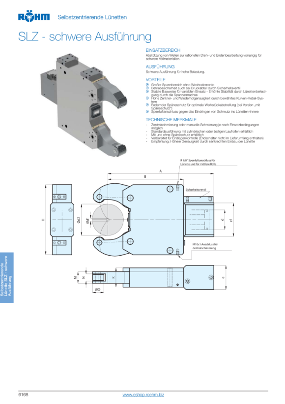 RÖHM Lünette SLZ-3580 C180 RB ZS Spannbereich350-800 ohne SS 685880