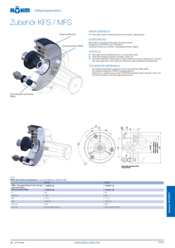 RÖHM Zwischenflansch ISO702-3 NR6 mit Einstellschrauben 893986