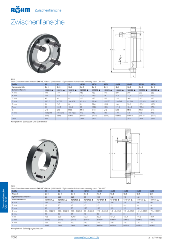 RÖHM Flansch Captis-M 32 Iso702-4 N, Ad150_H26,5_Fd81_Za105 1349463