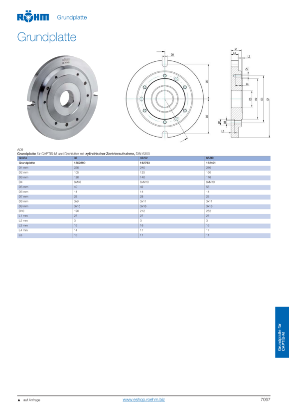 RÖHM Flansch Captis-M 65-80 Iso702-, Ad200_H24,5_Fd81_Za160 1349473